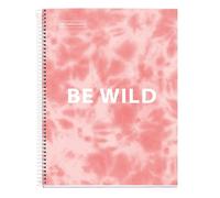 Miquelrius - Cuaderno Libreta, Tapa Dura Cartón, A5, 4 Franjas de Colores, 120 Hojas de Rayas Horizontales de 90 gramos, 2 Taladros, Tie Dye Rosa