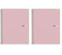 Miquelrius - Cuaderno Notebook A4 The Original Colors, 80 Hojas de 90 g/m² y 1 Franja de Color, Rayado Horizontal 7 mm, 4 Taladros, Tapa Dura Cartón Plastificado, Color Arena (Paquete de 2)