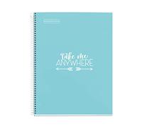 Miquelrius - Cuaderno Notebook Messages, 1 Franja de Color, A4, 80 Hojas Rayas Horizontales, Papel 90 g, 4 Taladros, Cubierta de Cartón Duro, color Azul