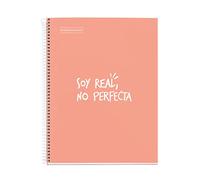 Miquelrius - Cuaderno Notebook Messages, 1 Franja de Color, A4, 80 Hojas Rayas Horizontales, Papel 90 g, 4 Taladros, Cubierta de Cartón Duro, color Melocotón