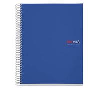 Miquelrius - Cuaderno Notebook The Original, 8 franjas de colores, Cubierta polipropileno opaco, Tamaño A4 (210 x 297 mm), 4 Taladros, 200 Hojas de 70 g/m², Cuadrícula de 5 mm, Color Azul