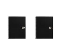 Miquelrius - Cuaderno Notebook The Original, Tamaño A4, 80 Hojas de 70 g/m² y 1 Franja de Color, Rayado Cuadrícula 5 mm, 4 Taladros, Cubierta de Polipropileno, Color Negro/Gris (Paquete de 2)