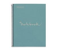 Miquelrius - Cuaderno Reciclado A4, 80 Hojas de 80 g/m², Rayado Horizontal 7 mm, Libreta de papel reciclado (recuperado Post-Consumo), 1 Franja de Color, 4 Taladros, Cubierta Reciclada, Eco Azul