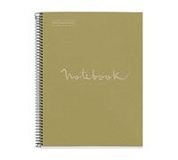 Miquelrius - Cuaderno Reciclado A4, 80 Hojas de 80 g/m², Rayado Horizontal 7 mm, Libreta de papel reciclado (recuperado Post-Consumo), 1 Franja de Color, 4 Taladros, Cubierta Reciclada, Eco Verde