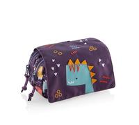 Miquelrius - Estuche Escolar Doble con Tapa, 2 Compartimentos, Fun Dino | Formato Rectangular con Cremalleras de Plástico y Tiradores Metálicos, para Lápices y Accesorios, 20 x 10 x 7,5 cm
