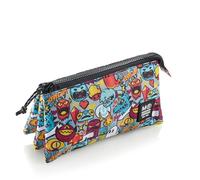 Miquelrius - Portatodo Triple Compartimento, Estuche Escolar, Cierres Cremalleras de plástico Resistente, Tiradores metálicos, Portatodo Estuche de 220 x 115 x 20 mm, Level Up