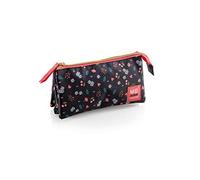 Miquelrius - Estuche Escolar, Triple Compartimento, Material poliéster, Cierre Cremallera, Sakura