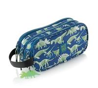 Miquelrius - Estuche Escolar Triple con Asa, Portatodo Reciclado con 3 Compartimentos, Cremalleras, Tiradores de Cuerda, Llavero Dino, Brilla Oscuridad, Vuelta al Cole, 21 x 6 x 10,5 cm, Fossil