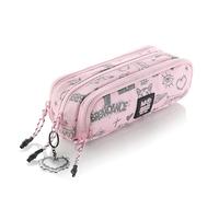 Miquelrius - Estuche Escolar Triple Organizador, Portatodo Reciclado con 3 Compartimentos, Bolsillos Internos, Tiradores de Cuerda, Llavero, Vuelta al Cole, 21 x 7 x 9 cm, Not Boring Rosa