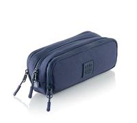 Miquelrius - Estuche Escolar Triple Organizador, Portatodo Reciclado con 3 Compartimentos, Bolsillos Internos, Cremalleras, Etiqueta Silicona, Vuelta al Cole, 21 x 7 x 9 cm, Raw Marino