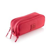 Miquelrius - Estuche Escolar Triple Organizador, Portatodo Reciclado con 3 Compartimentos, Bolsillos Internos, Cremalleras, Etiqueta Silicona, Vuelta al Cole, 21 x 7 x 9 cm, Raw Rojo