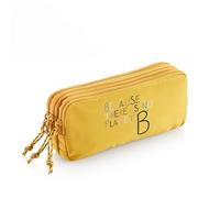 Miquelrius - Estuche Escolar Triple Rectangular, Portatodo con 3 Compartimentos, Nylon Reciclado, Cierre con Cremallera, Estuche Amplio para Clase, 210 x 105 x 60 mm, Mostaza