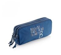 Miquelrius - Estuche Escolar Triple Rectangular, Portatodo con 3 Compartimentos, Nylon Reciclado, Cierre con Cremallera, Estuche Amplio para Clase, 210 x 105 x 60 mm, Azul