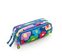 Miquelrius - Estuche Portatodo Triple, Tamaño 210 x 90 x 70 mm, Material Reciclado, Cierre Cremallera, Tiradores Metálicos con Cuerda, Colección de Agatha Ruiz de la Prada, Colección Flower
