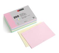 Miquelrius - Flashcards, Tarjetas para Estudio, 200 Fichas para Notas, Rayas Horizontales, Tamaño A5 (148 x 210 mm), Papel Cartulina Offset de 200 g/m², Colores Pastel