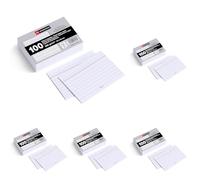 Miquelrius - Flashcards, Tarjetas de Estudio, 100 Fichas Rayadas para Notas, Tamaño 95 x 65 mm, Papel Cartulina Offset 200 g/m², Material de oficina y escolar para la vuelta al cole (Paquete de 5)
