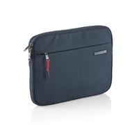 Miquelrius - Funda para portátil 13” y 14”, Protección 360°, Interior acolchado y suave, Tejido sarga repelente al agua, Sistema de fijación interno, Bolsillo exterior con cremallera, Marino