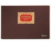 Miquelrius - Libro de Contabilidad, Clase R, Apaisado, Folio Natural 215 x 315 mm, Rayado Ingresos y Gastos, 100 Hojas de 102 g/m², Forrado en Tela, Lomo Engomado