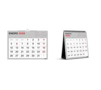 Miquelrius - Lote de 2 calendarios 2026, Pared A3: 420 x 296 mm + Sobremesa 140 x 150 mm, Con números grandes, Con espacio para anotar, Encuadernación espiral doble, Español