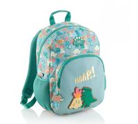 Miquelrius - Mochila Escolar 12 L, Doble Compartimento, Dino Roar, Verde | Para Infantil de 3-5 Años, Espalda Acolchada, Bolsillos Laterales, Organizador Frontal, Llavero Dinosaurio, 25,5 x 16 x 35 cm