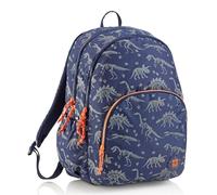 Miquelrius - Mochila Escolar 27 L, Triple Compartimento, Dino, Reforzada | Para Primaria de 6-12 Años, Espalda Acolchada, Asas Regulables, Cierres Resistentes, Bolsillos Laterales, 41 x 28 x 16,5 cm