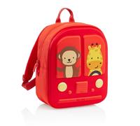 Miquelrius - Mochila Escolar Infantil Guardería Mini 10L, Bus Stop Rojo | Materiales Reciclados, Doble Tirador, Tarjeta Identificativa, Cierre de Seguridad, 24,5 x 12 x 30,5 cm, Vuelta al Cole
