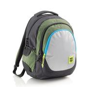 Miquelrius - Mochila escolar triple compartimento, Doble cremallera, Poliéster reciclado, Asas regulables, Espalda acolchada, Tiradores metálicos, Mochila 30 litros, Colección Rider Green