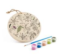 Miquelrius - Mural redondo para pintar, Tablero de madera DIY, Inluye pincel y témperas de 5 colores, Vintage Lily, Diseño Flores