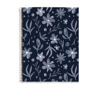 Miquelrius - Notebook A4 (210 x 297 mm), Cuadrícula 5 mm, 120 Hojas de 70 g/m², Cubierta de cartón, 4 Franjas de color, Espiral cobre, Colección Midnight Secrets, Jardín azulado