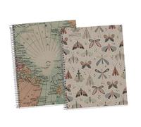 Miquelrius - Pack 2 cuadernos A4, Cuadrícula 5 mm, Papel reciclado de 80 g/m², 80 Hojas de un color, Cuadernos reciclados, Espiral, Cuaderno cuadriculado, Pack Eco Mariposas & Eco Mapas