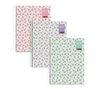 Miquelrius - Pack 3 Cuadernos A4 Cuadriculados 5x5 mm, 80 Hojas Microperforadas, Papel Extra Opaco 90 g/m², Tapa Dura de Cartón Plastificado, Espiral Metálico, 4 Taladros para Archivar