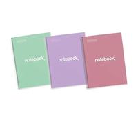 Miquelrius - Pack 3 Cuadernos A4 Notebook Emotions, 80 Hojas 90 g/m², Cuadrícula 5 x 5 mm, 1 Franja de Color, Espiral Microperforado, Tapa Extra Rígida, 4 Taladros, Colores Pasteles Modernos