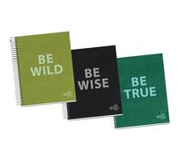 Miquelrius - Pack 3 Cuadernos A5 Punteados BE, 80 Hojas, Colores Surtidos | Banda Lateral, Papel Extra Opaco 90 g/m², Microperforado, 2 Taladros, Espiral, Tapa de Cartón 100 % Reciclado Post-Consumo