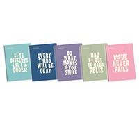 Miquelrius - Pack 5 Cuadernos A4 Cuadriculados 5x5 mm, 80 Hojas de 90 g/m², 1 Franja de Color, Espiral, Microperforados, Tapa Dura, 4 Taladros para Archivar, Notebook Messages