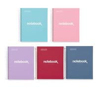 Miquelrius - Pack 5 Cuadernos A5 Cuadriculados, 120 Hojas 5 Colores