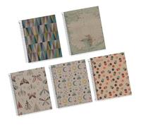 Miquelrius - Pack 5 cuadernos A5 reciclados, 80 hojas recicladas de 80 g/m², Libreta cuadriculada, 1 banda de color a juego con la cubierta reciclada, 2 taladros