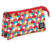 Miquelrius - Portatodo Triple, Estuche Tamaño 225 x 115 x 20 mm, Doble Cierre Cremallera, Diseño Olas