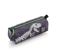 Miquelrius - Portatodo un Compartimento, Estuche Escolar Redondo, Cierre Cremallera de plástico Resistente, Tirador metálico, Portatodo Estuche de 205 x 60 x 75 mm, Brilla en la Oscuridad, T-Rex