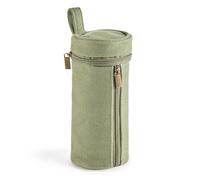 Miquelrius - Portatodo Vertical, Estuche de poliéster con Textura y Doble Cremallera Superior y Lateral, para lápices, bolígrafos o Accesorios, 65 x 175 x 65 mm, Verde