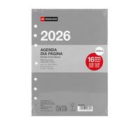 Miquelrius - Recambio agenda anillas 2026, 16 meses, Día página, Tamaño A5 ampliado (155 x 213 mm), Planificación interior diaria reemplazable 6 anillas, CAT-EN-PT