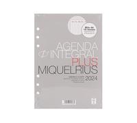 Miquelrius - Recambio Agenda Anual 2024 Integral, Semana Vista Vertical, Tamaño Plus 155 x 213 mm (similar A5), Español, Portugués e Inglés