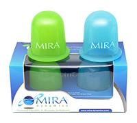 MIRA - Copas de masaje al vacío de silicona anticelulítica, para terapia de copa corporal y eliminación de celulitis, juego de 1 tazas suaves (verde) y 1 duras (azul)