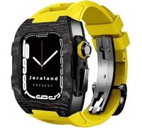 Mira el kit de modificación de la banda, para la cubierta de caja de fibra de carbono de 4 7 45 mm y correa de reloj Fluororubber, banda de relojes de reemplazo y estuche, para iWatch 6 5 4 SE 44 mm