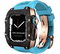 Mira el kit de modificación de la banda, para la cubierta de caja de fibra de carbono de 4 7 45 mm y correa de reloj Fluororubber, banda de relojes de reemplazo y estuche, para iWatch 6 5 4 SE 44 mm
