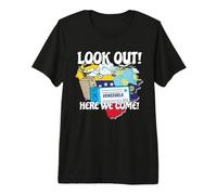 Mira hacia Fuera Estados Unidos Aquí Venimos Viaje de Vacaciones Familiares a Juego Camiseta Premium