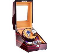 Mira la Caja de la bobinadora para 2 Relojes automáticos + 3 Acabado de Pintura de Piano de Espacio de Almacenamiento con Accesorios de Motor tranquilos de luz LED Azul, a,