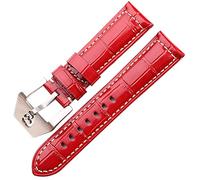 Mira la correa de 6 colores Bandas de cuero de vaca 22 mm 24 mm de cuero genuino para hombres Mujeres de la banda de la banda del cráneo de metal de metal accesorios de relojes de hebilla