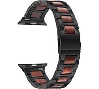 Mira las correas de la banda de madera de acero inoxidable y nuez para la serie Iwatch Apple Watch SE 6 5 4 3 2 1 44 mm 42 mm 40 mm 38 mm Coraja de sándalo de banda (color de banda: Red Sandalwood