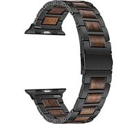 Mira las correas de la banda de madera de acero inoxidable y nuez para la serie Iwatch Apple Watch SE 6 5 4 3 2 1 44 mm 42 mm 40 mm 38 mm Coraja de sándalo de banda (color de banda: Red Sandalwood