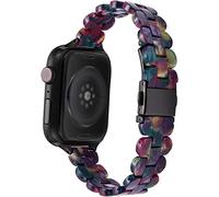 Mira las correas de la banda de reloj de resina Compatible con Apple Watch iWatch Series 1 2 3 4 5 6 SE 44 mm 44 mm 42 mm 38 mm Accesorios para la brazalete de banda de correa de muñeca para mujeres